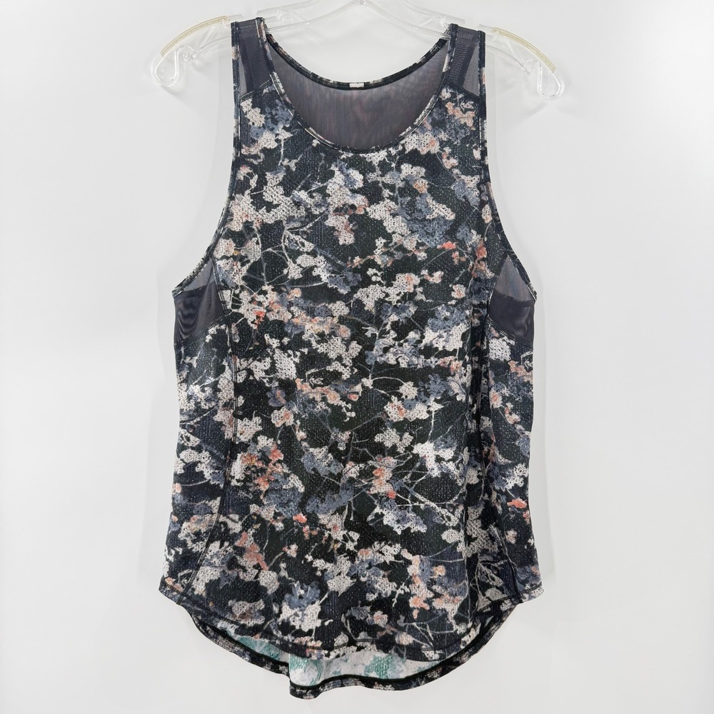 Lululemon Sculpt Tank Top Floral Print Mesh Back Running Gym Womens Medium